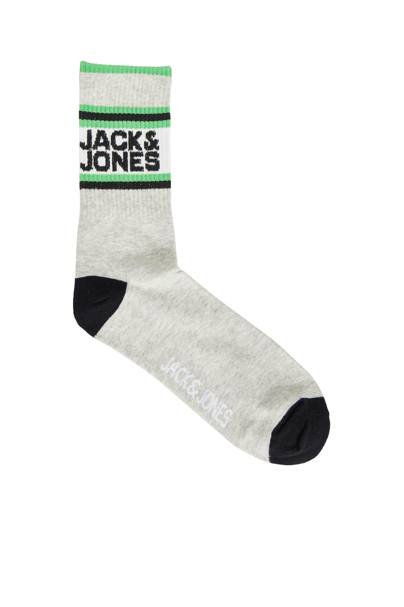 Pacote com 5 pares de meias altas com estampa esportiva listrada.