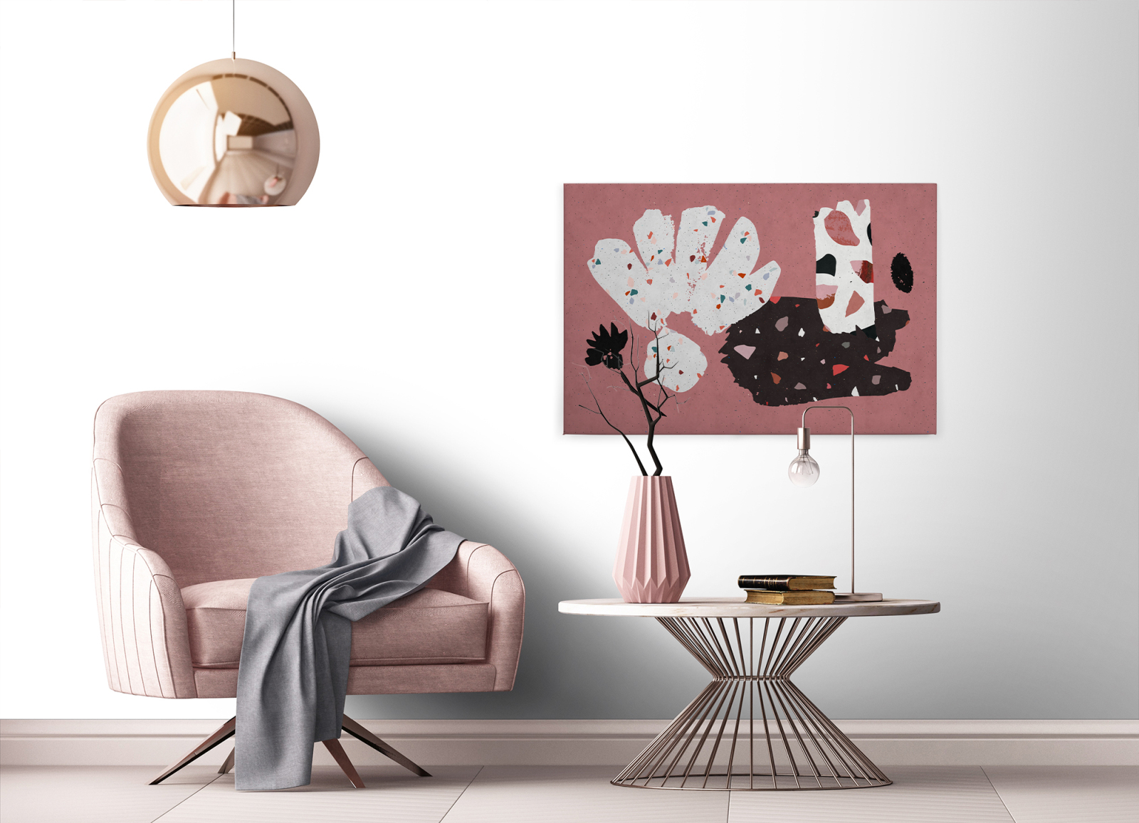 Leinwandbild MOSAIK - rot-weiß - 90x60 cm