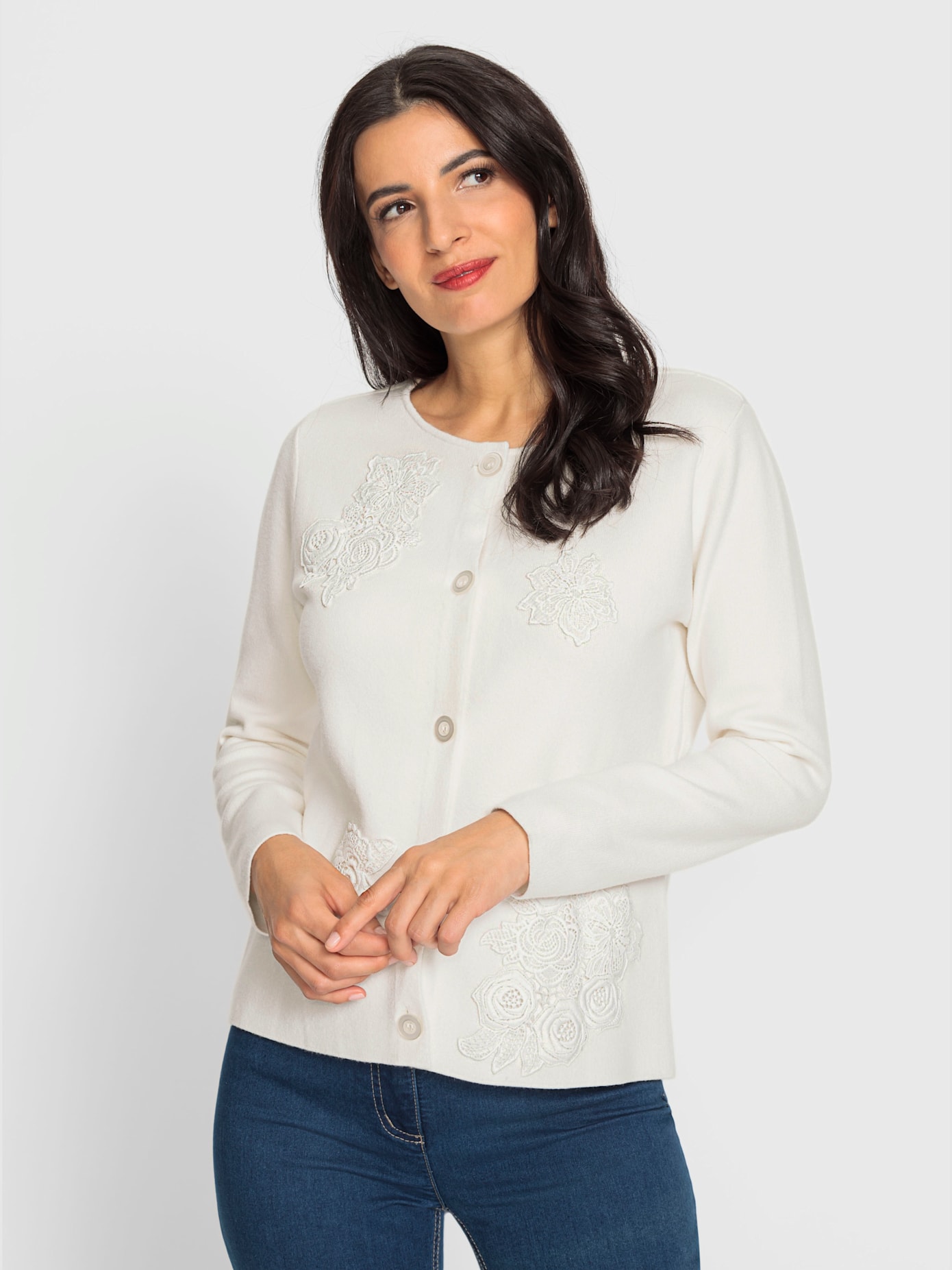 Veste en tricot dentelle plaquée