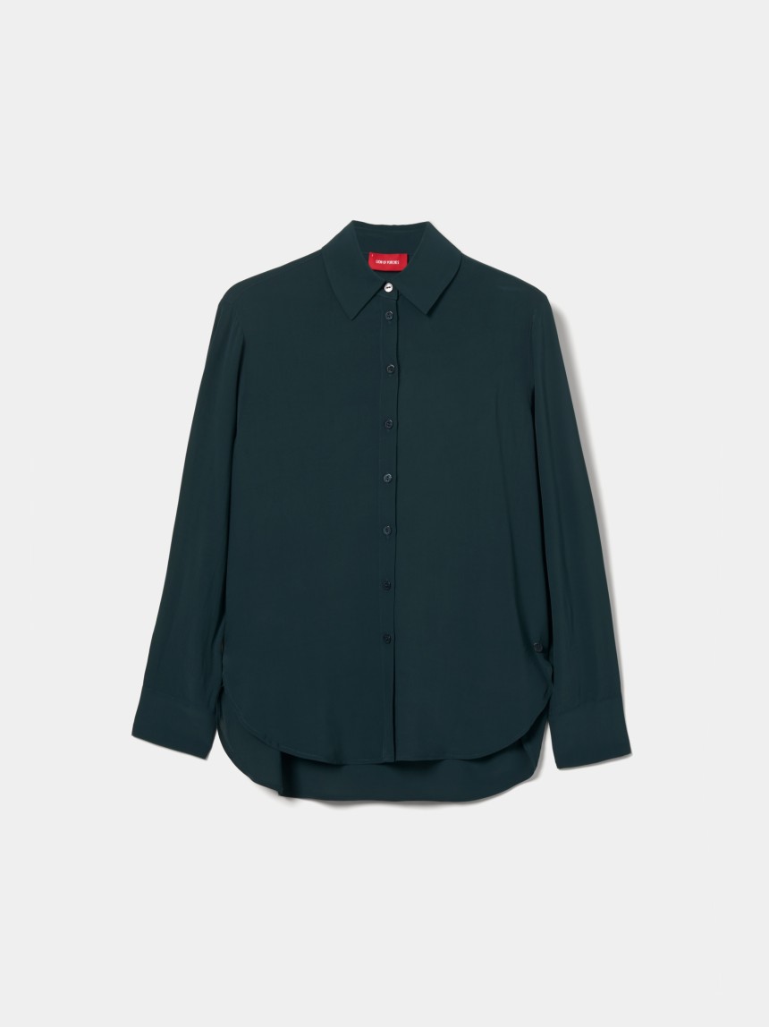 Camisa de cor sólida em rayon
