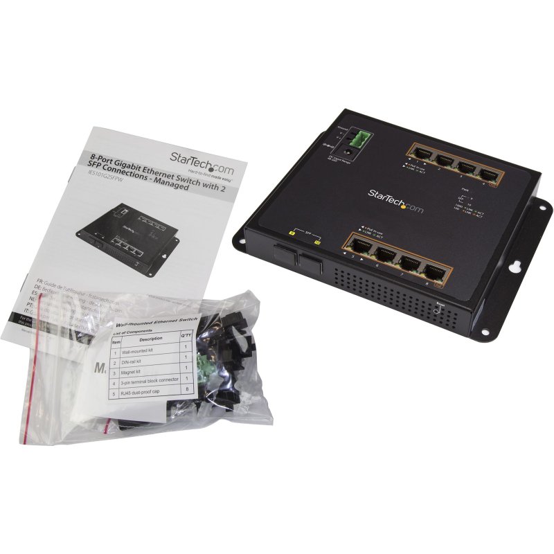 StarTech.com Switch Industriel POE+ Gigabit Ethernet 8 ports - 2 connexions MSA SFP - 30W - Switch Gbe Haute Puissance L2 adminstrable renforcé - Fixation murale Rail DIN IP-30/ -40C° à 75C°