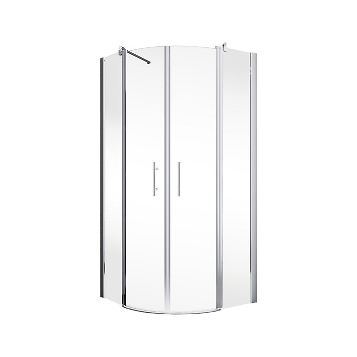Accès d'angle arrondi avec porte de douche battantes, 90 x 90 cm, Schulte, NewStyle, verre transparent anticalcaire