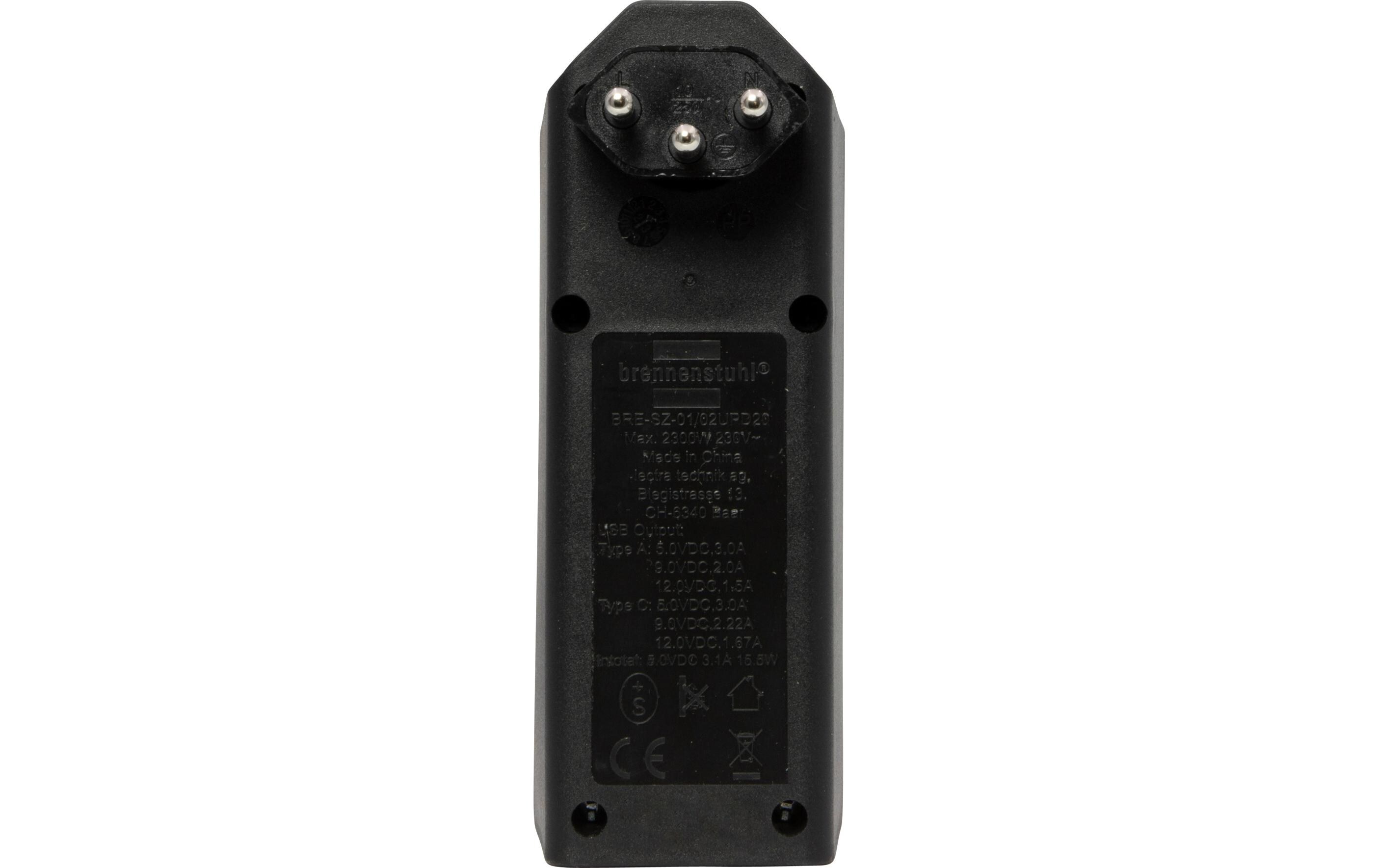Abzweigstecker 2 x T13, 1 x USB A, 1 x USB C, 300° drehbarStabiler, formschöner Mehrfachstecker ohne Schalter aus hochbruchfestem Kunststoff