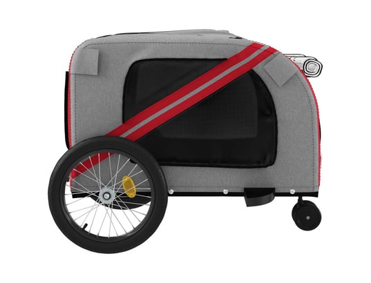 VIDAXL - Remorque de vélo pour chien rouge et gris tissu oxford et fe...