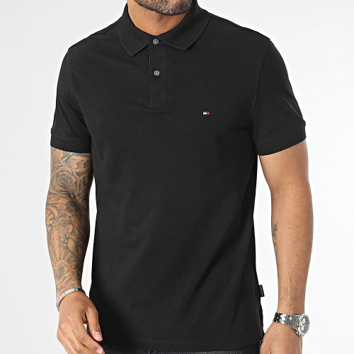 Polo Manches Courtes Flag Under Placket 1684 Noir