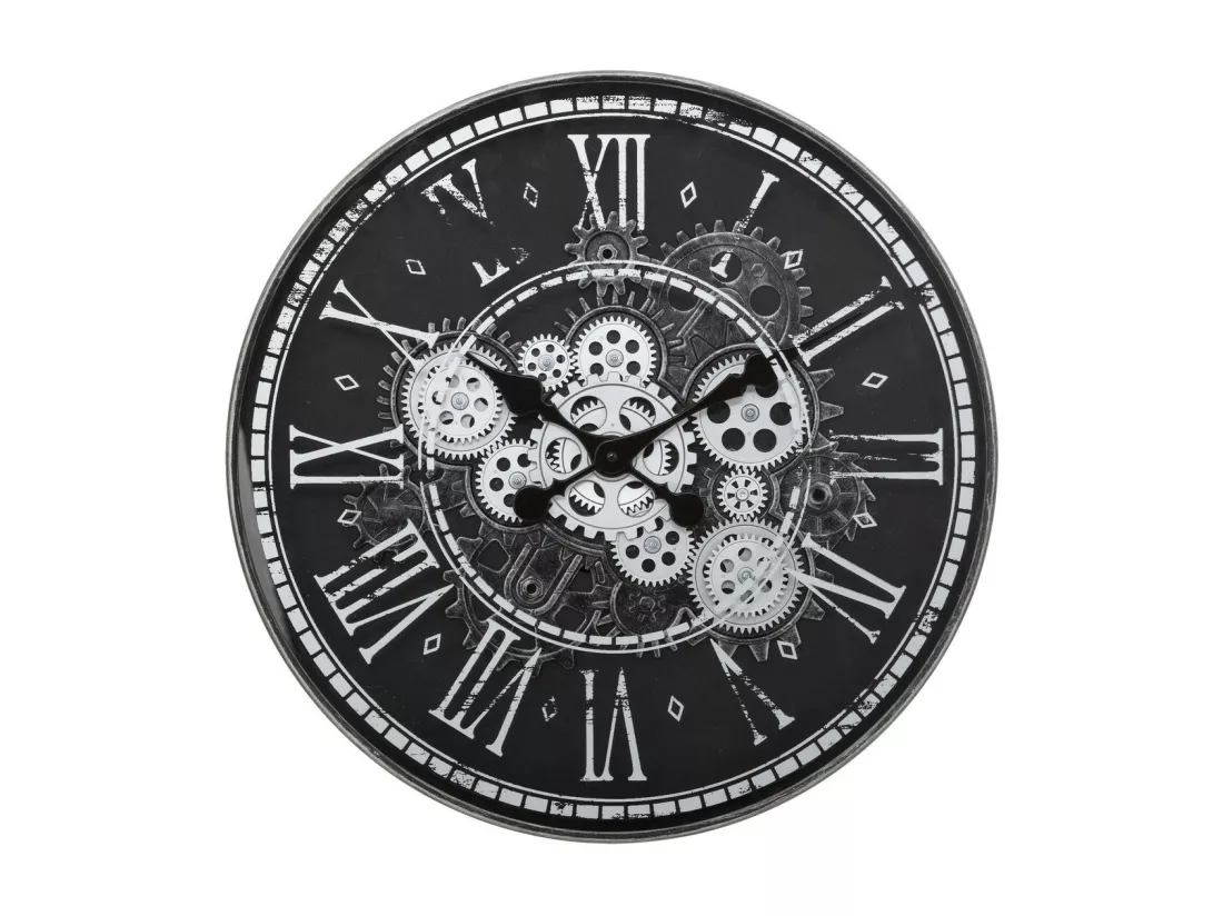 Pendule murale style rétro aspect vieilli D 50.8 cm