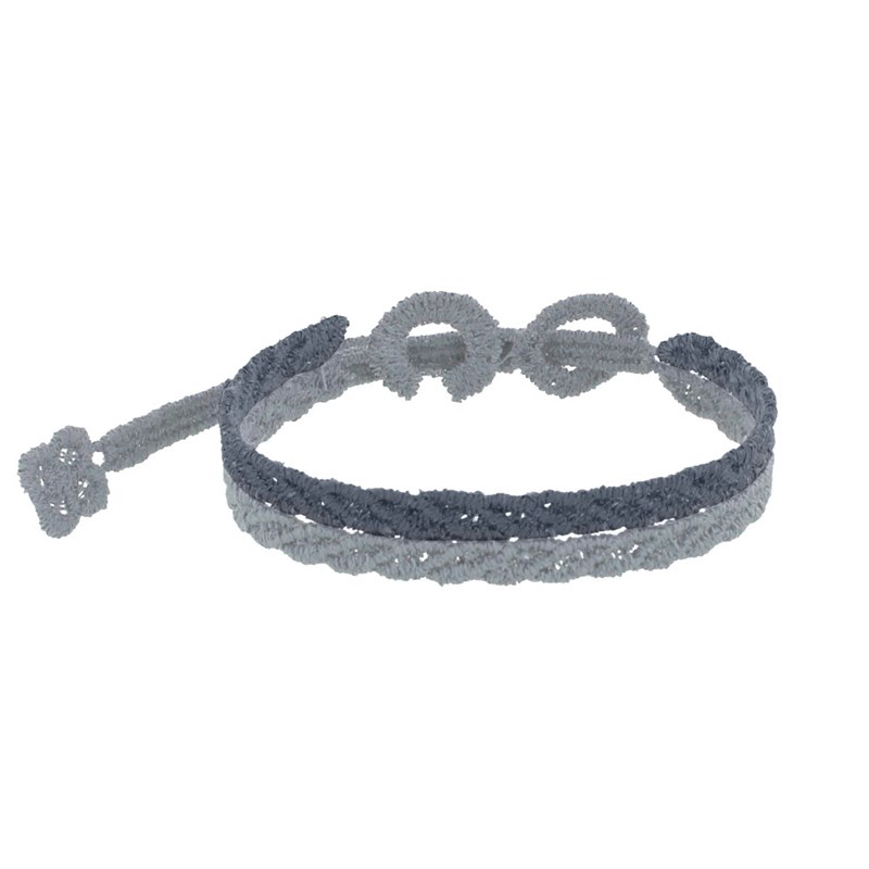 Cruciani Bracelet Homme Dentelle Prospérité Bicolore Gris Foncé et Gris Clair
