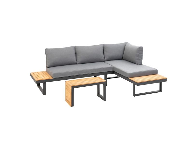 COCON Loungeset Ascona, Anthrazit, 4 Sitzplätze Zwei Sofas und ein Beistelltisch für Garten, Terrasse oder Balkon