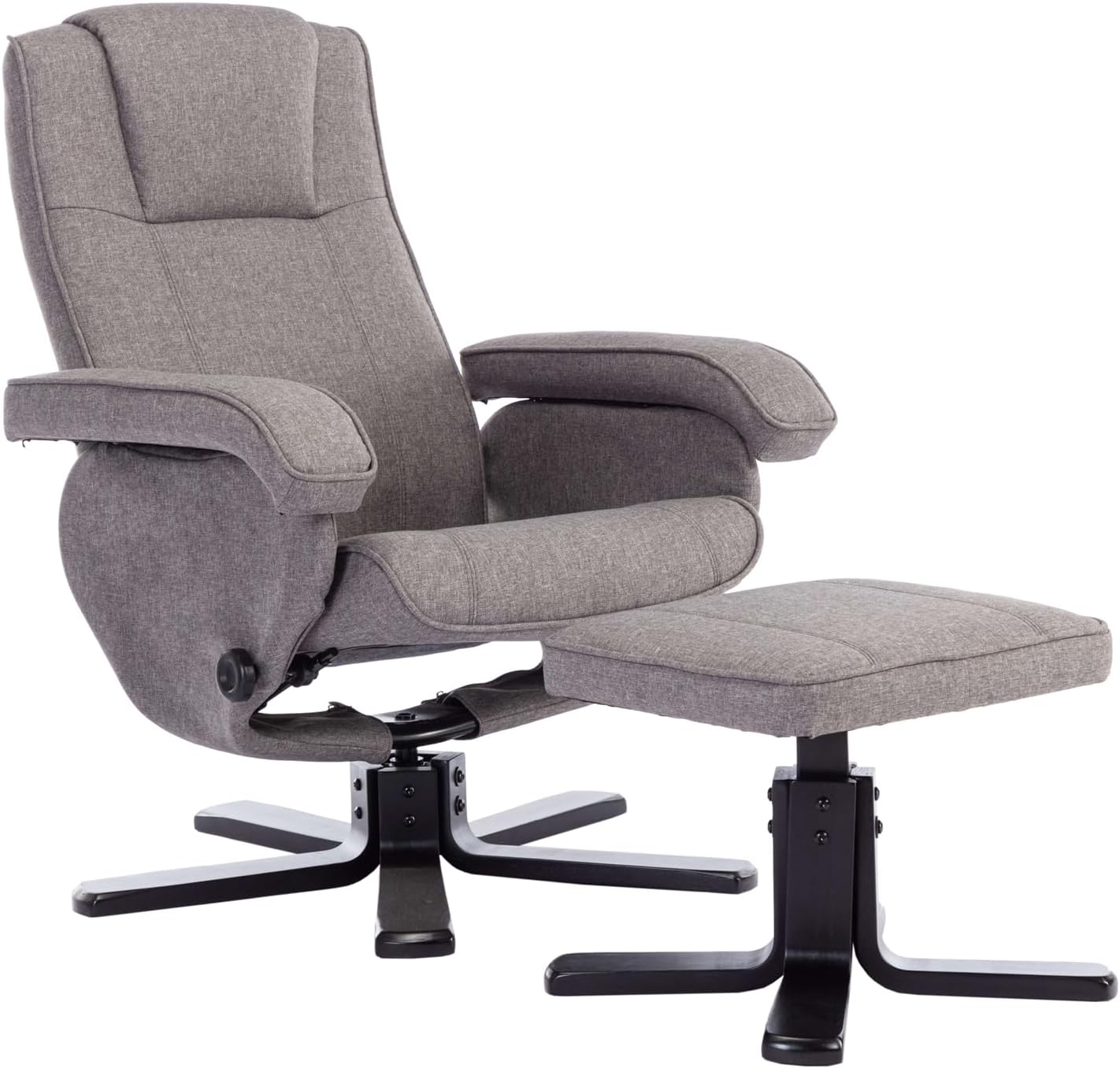 SVITA Charles Relaxsessel Hocker Sessel Fernsehsessel Drehsessel Polyester Holz Grau