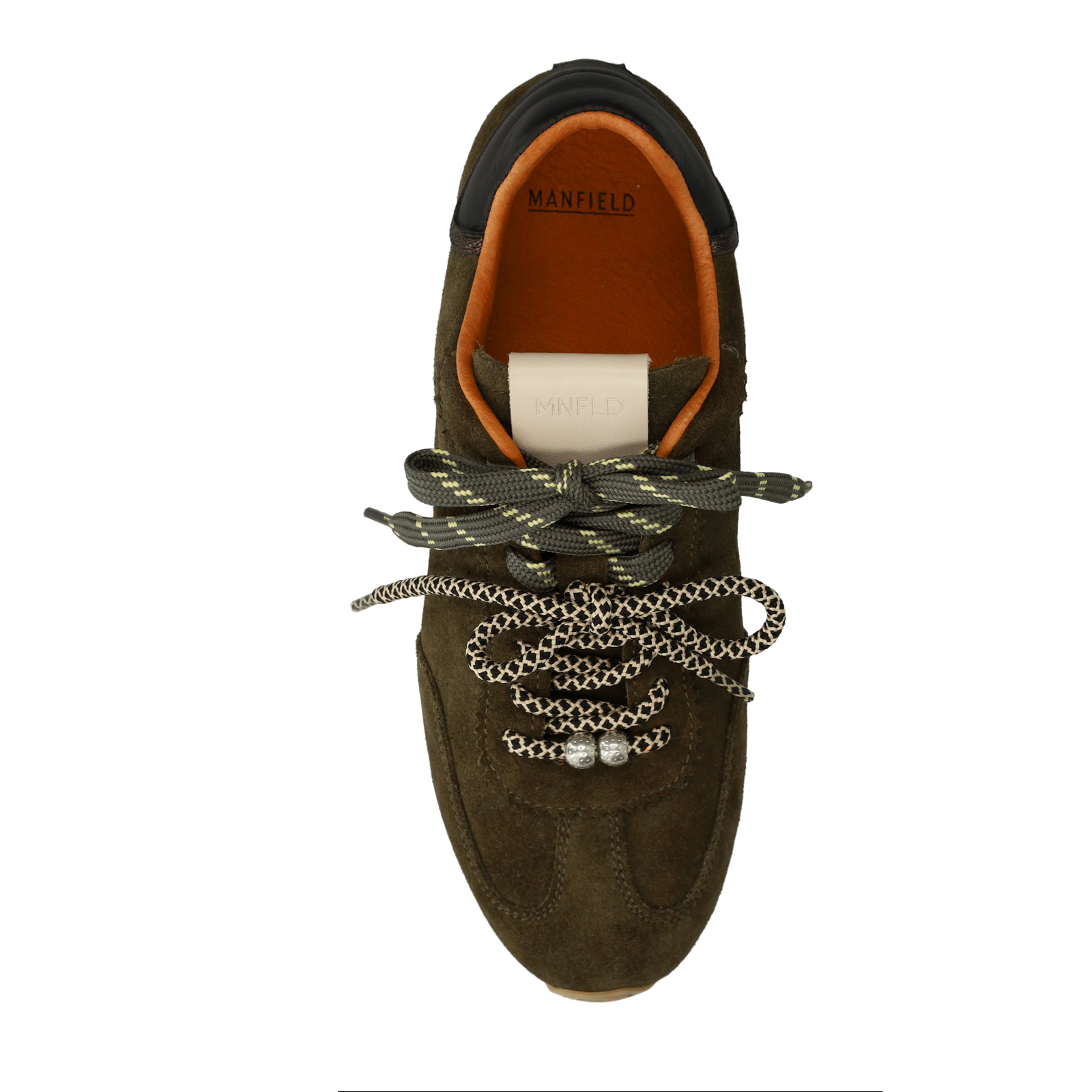 Donkergroene suède sneakers met dubbele vetersluiting