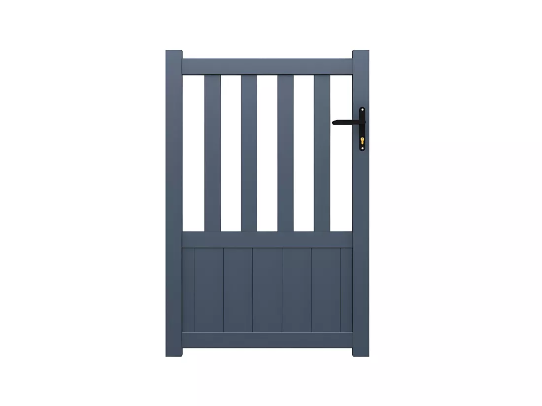 Portillon battant aluminium semi plein L104 x H148 cm anthracite TARNOS II