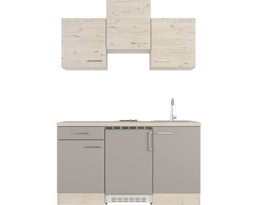 Flex Well enkele keuken met apparatuur Riva 150,5 cm kwartsiet cubanit san remo licht mat eiken gedemonteerd omkeerbaar versie 00010376