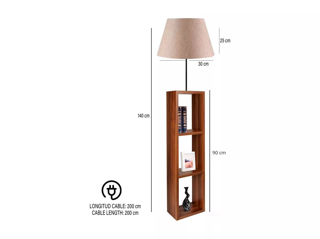 Lampe à pied 140 cm. noix / beige, type e 27 max 60 W