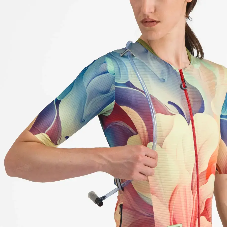Castelli Unlimited Pro Fietsshirt Korte Mouwen Groen/Oranje Dames