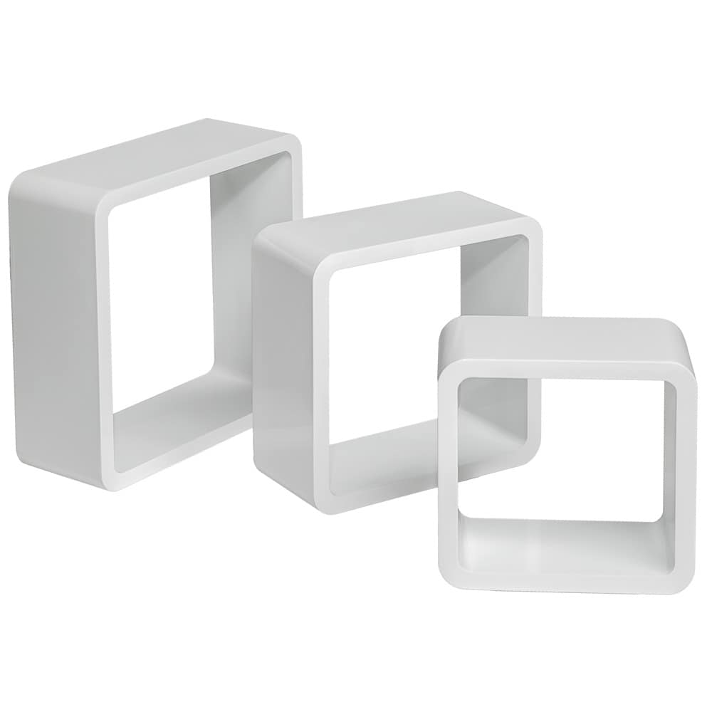 tectake® 3er Set Wandregal, Retro-Stil, mit abgerundeten Ecken, vielseitig verwendbar