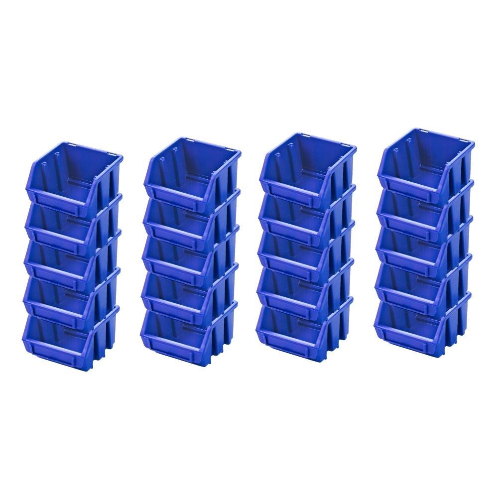 PROREGAL SuperSaver Set 20x Opbergdoos 1 HxBxD 7,5 x 11,6 x 11,2 cm Polypropyleen Blauw