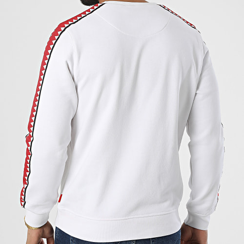 Sweat Crewneck A Bandes SP023 Blanc