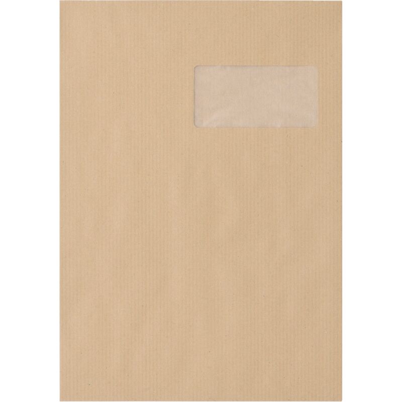 Bruneau - Pochette kraft brun recyclé 229 x 324 mm 90 g avec fenêtre 50 x 100 mm - Boîte de 250