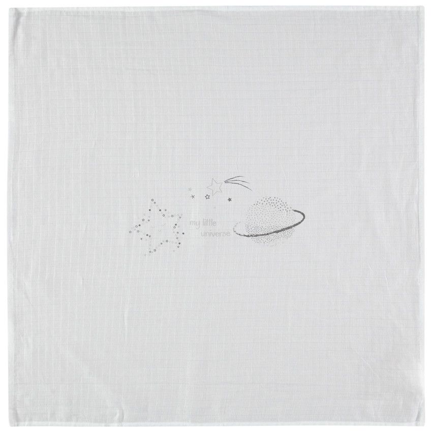 Lot de 3 langes en coton motif étoile - Blanc