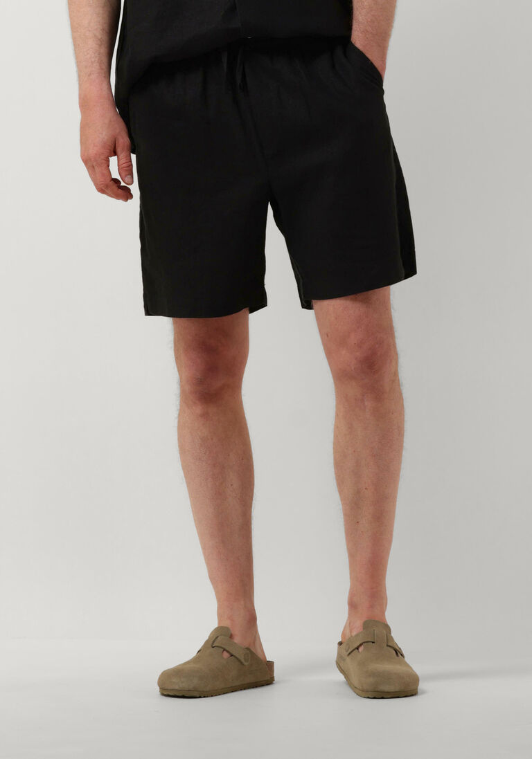 WOODBIRD zwarte woodbird korte broek wbbommy linen shorts