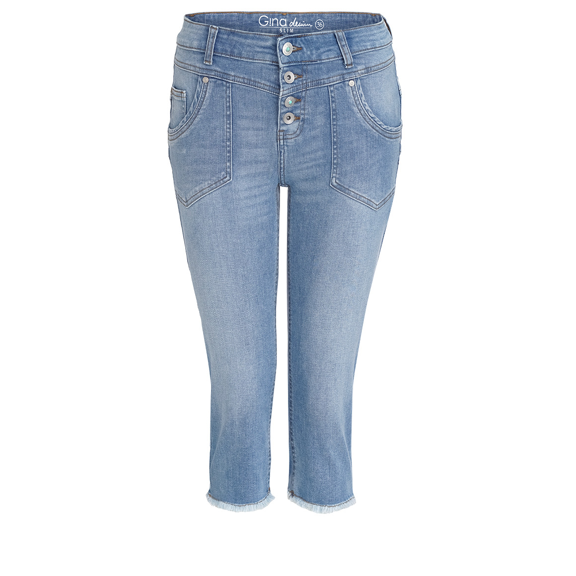 Damen Capri-Jeans in Denim-Optik blau