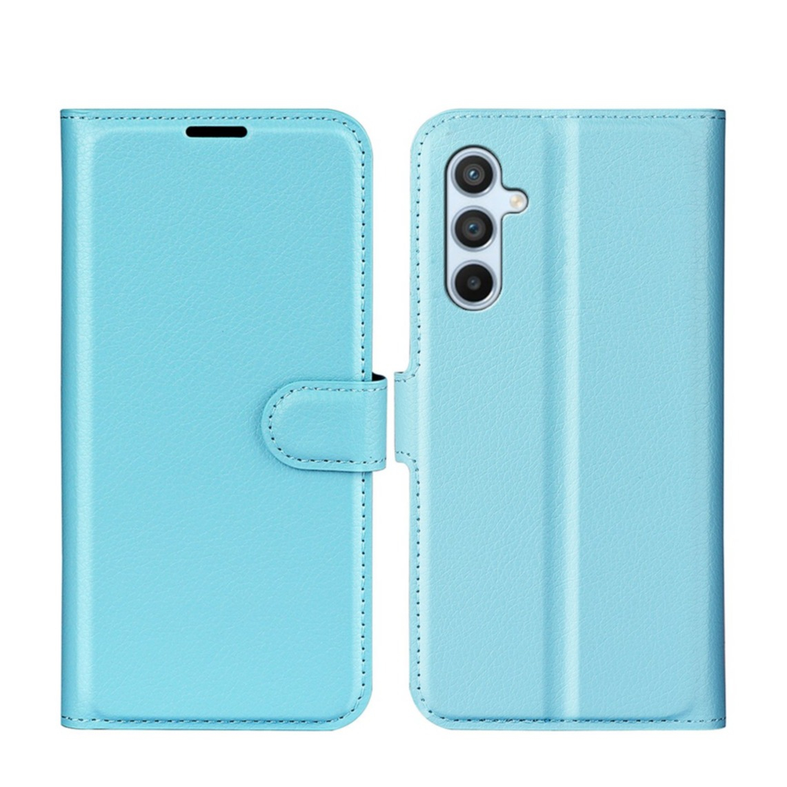 Samsung Galaxy A54 5G Leder Tasche Flip Cover Litchi Look - Hellblau