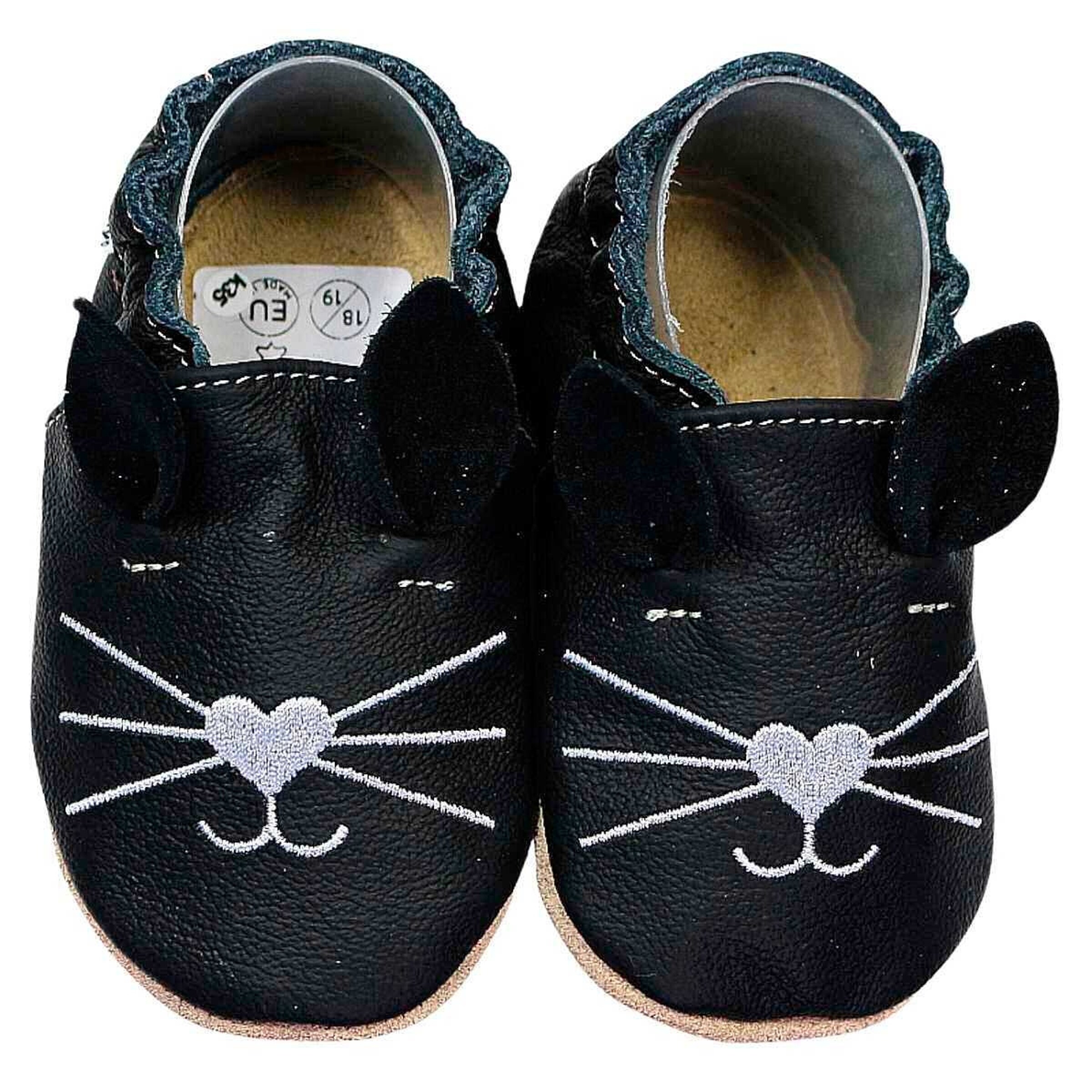 HOBEA-Germany Krabbelschuhe Katze schwarz