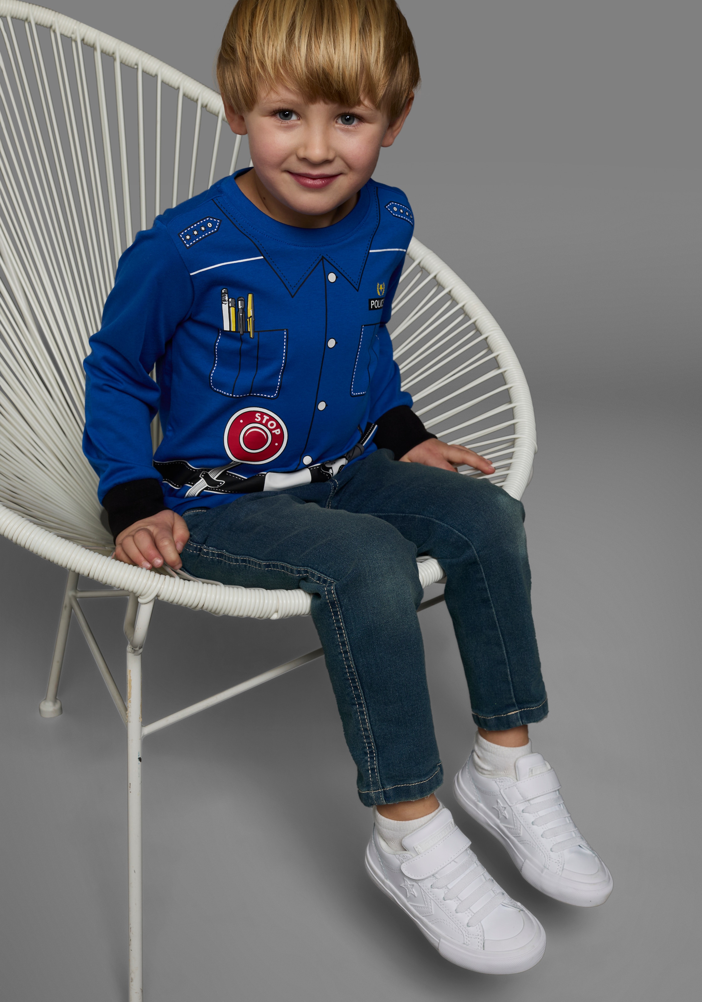 KIDSWORLD Langarmshirt »POLIZEI«, Langarm,  Basic-Passform,  bedruckt,  Rundhalsausschnitt