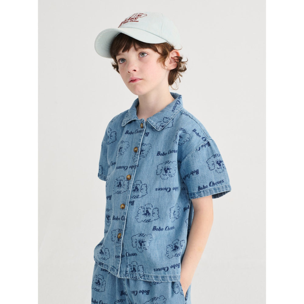 Køb Bobo Choses Prussian Blue Pickle The Dog All Over Denim Skjorte