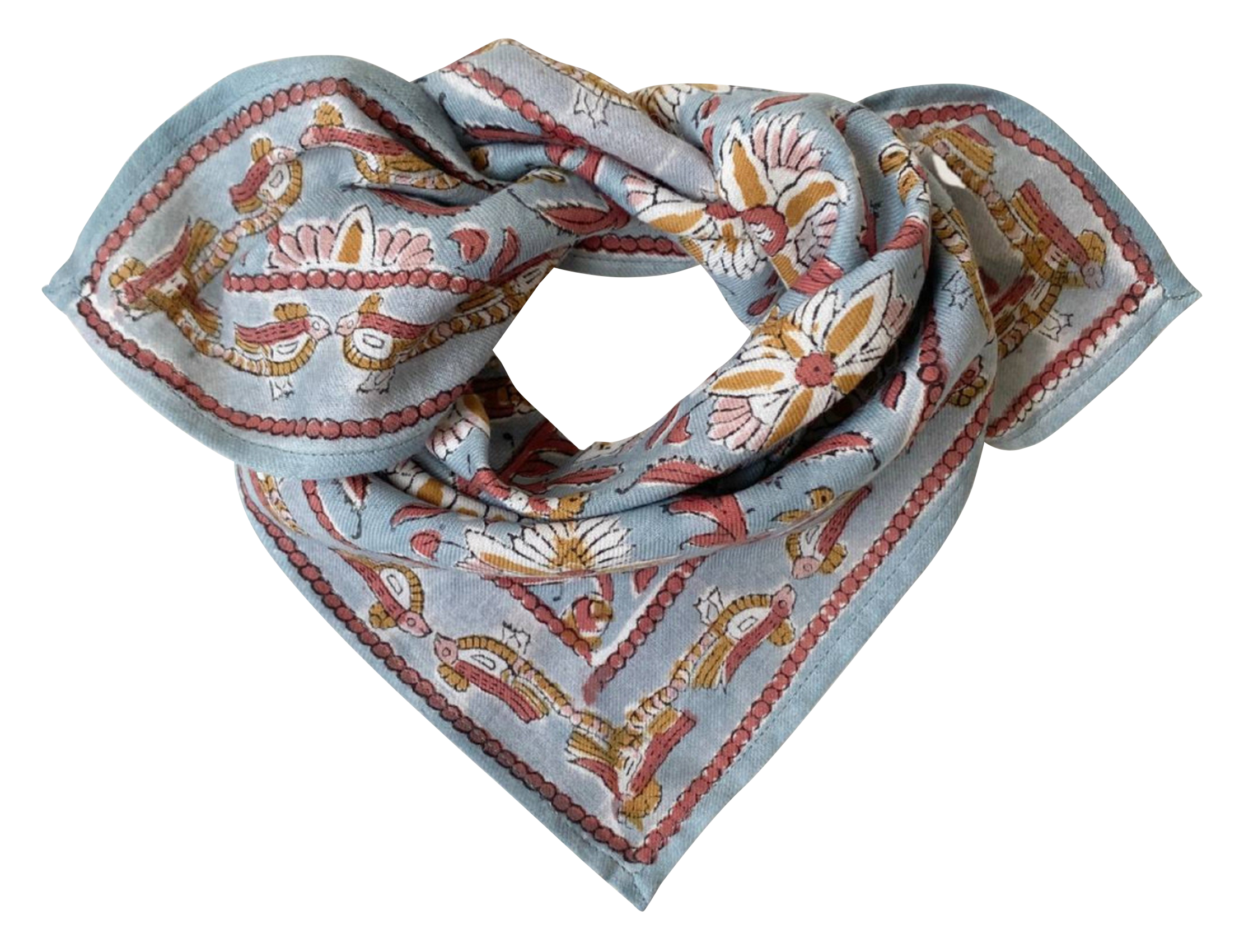 MANIKA - Foulard en coton imprimé | Bleu
