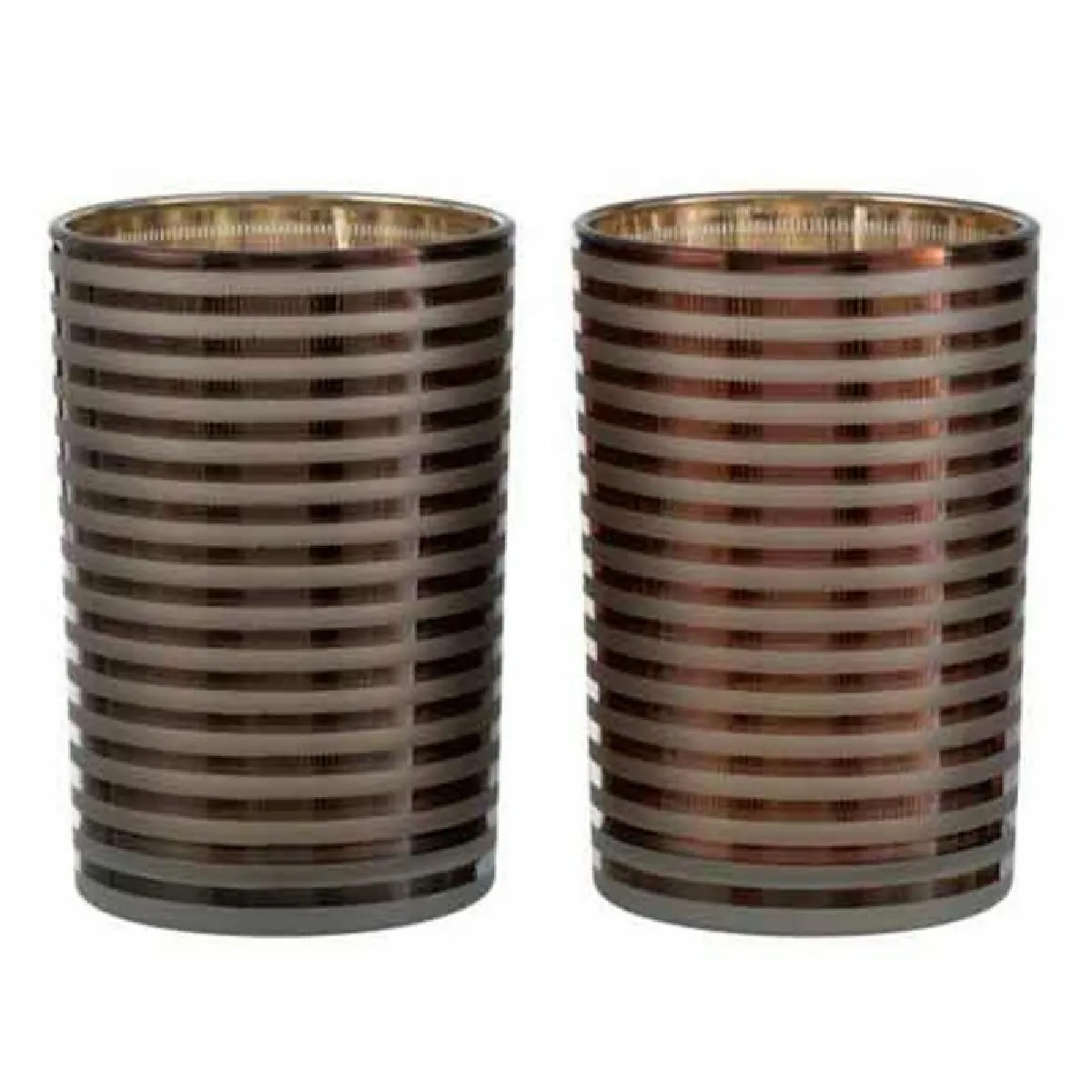 Paris Prix Lot de 2 Photophores Verre Rayé Marron