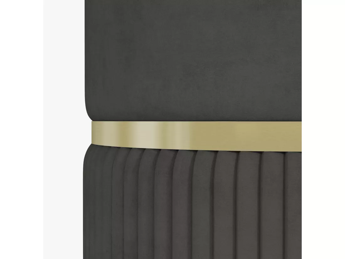 Pouf repose-pied tabouret design avec coffre de rangement velours côtelé acier brossé doré gris