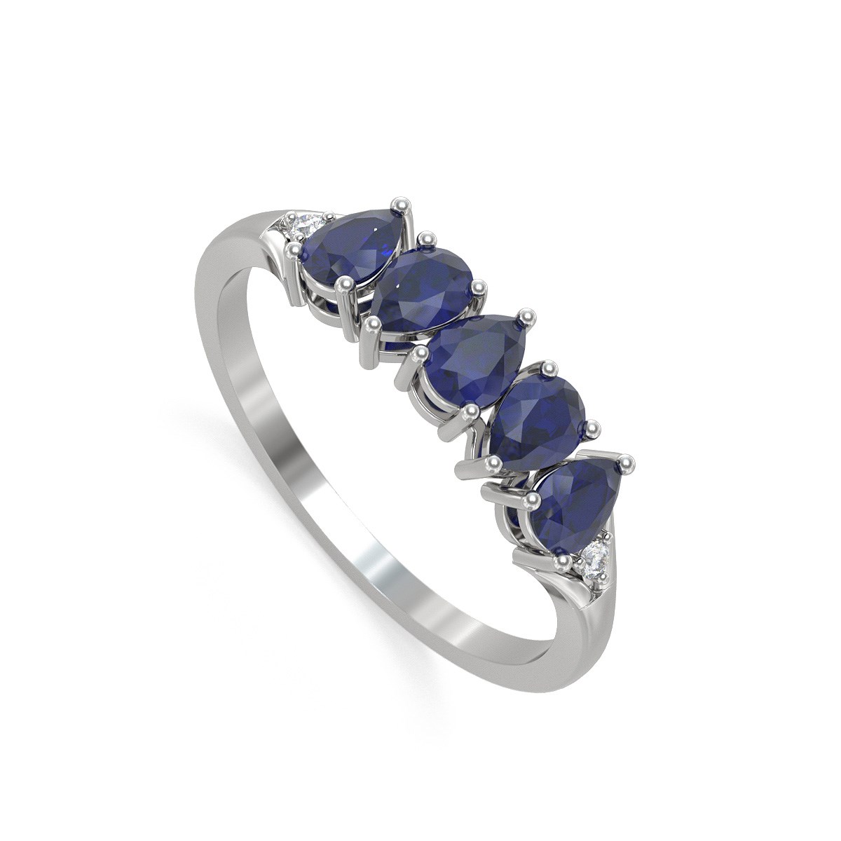 Bague ADEN Or 585 Blanc Saphir et diamants 1.74grs
