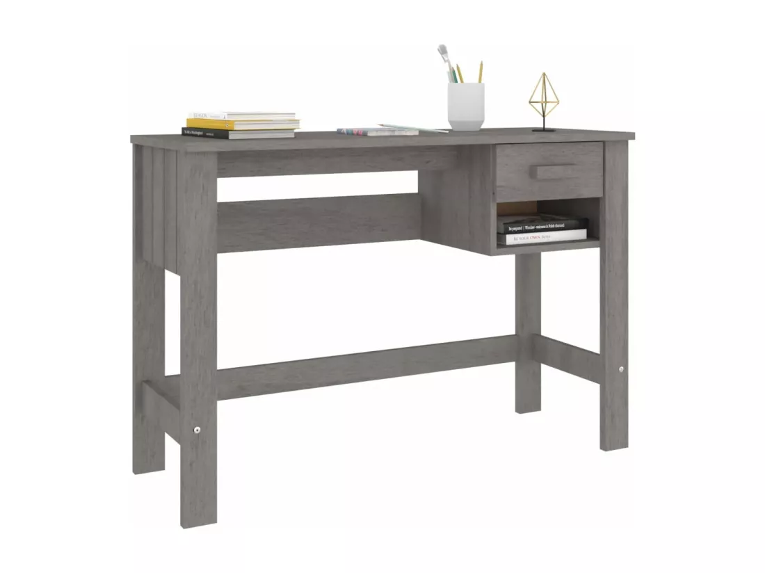 Bureau HAMAR Gris clair 110x40x75 cm Bois massif de pin