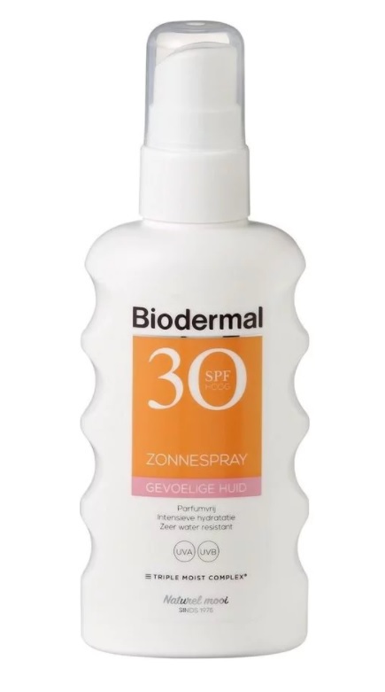Biodermal Zonnebrand Spray Gevoelige Huid SPF30 175ml
