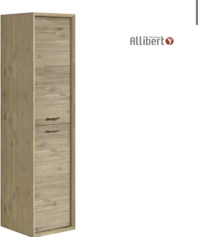 Allibert - Estrada - Kolomkast - Eiken - 40 x 37 x 156 cm - Met 2 Deuren en 4 Verplaatsbare Legplanken