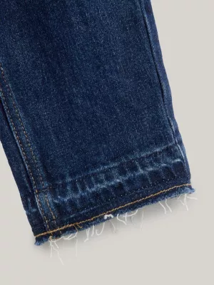Calça jeans de cânhamo de cintura alta e perna afunilada