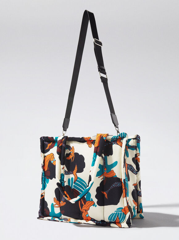Sacola de compras de nylon estampada - Branca