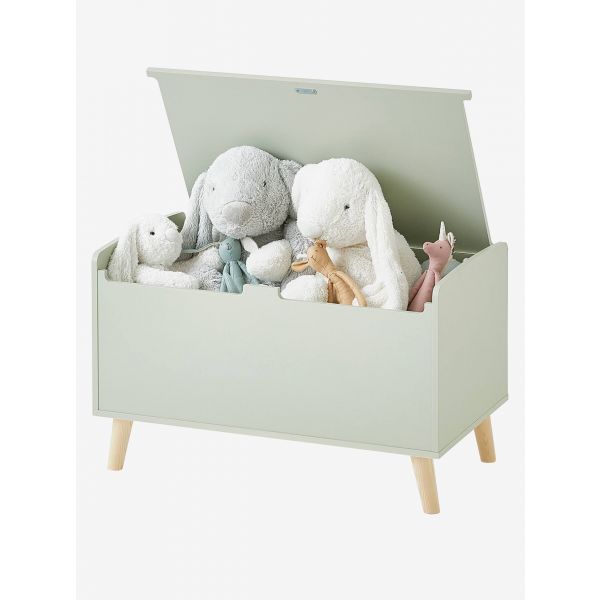 Vertbaudet Caixa de Brinquedos Confetti Verde Escuro Liso,