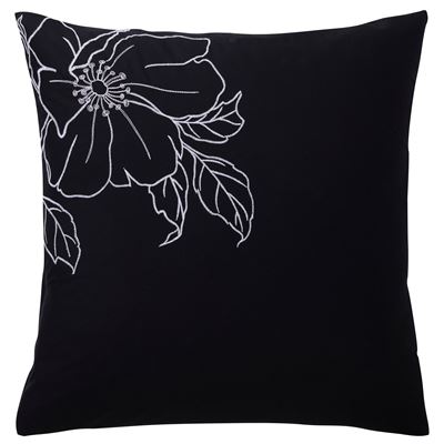 Linge de lit percale grandes fleurs brodées - BECQUET CRÉATION