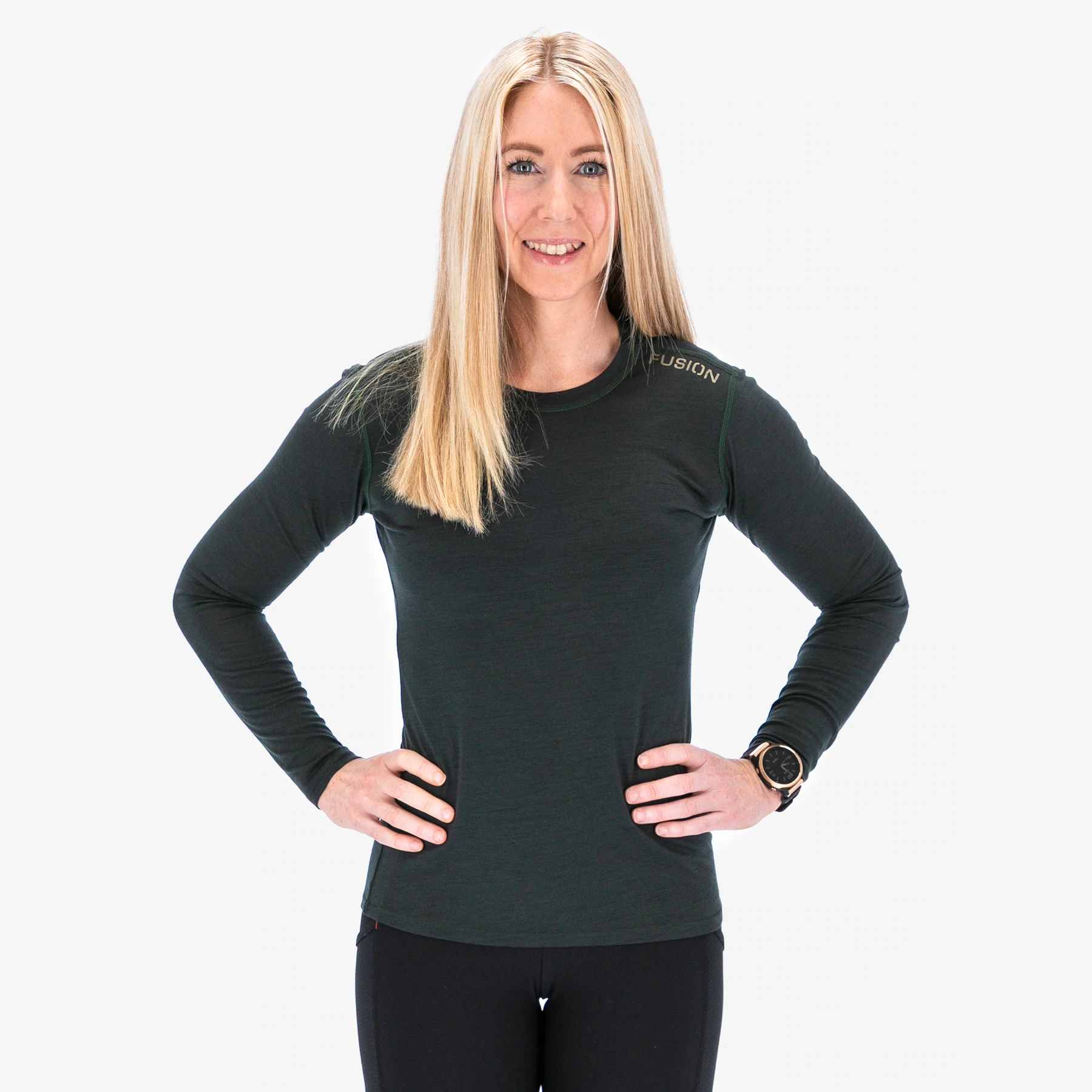 fusion c3 langaermet merinould loebe t shirt dame 243 0213 green