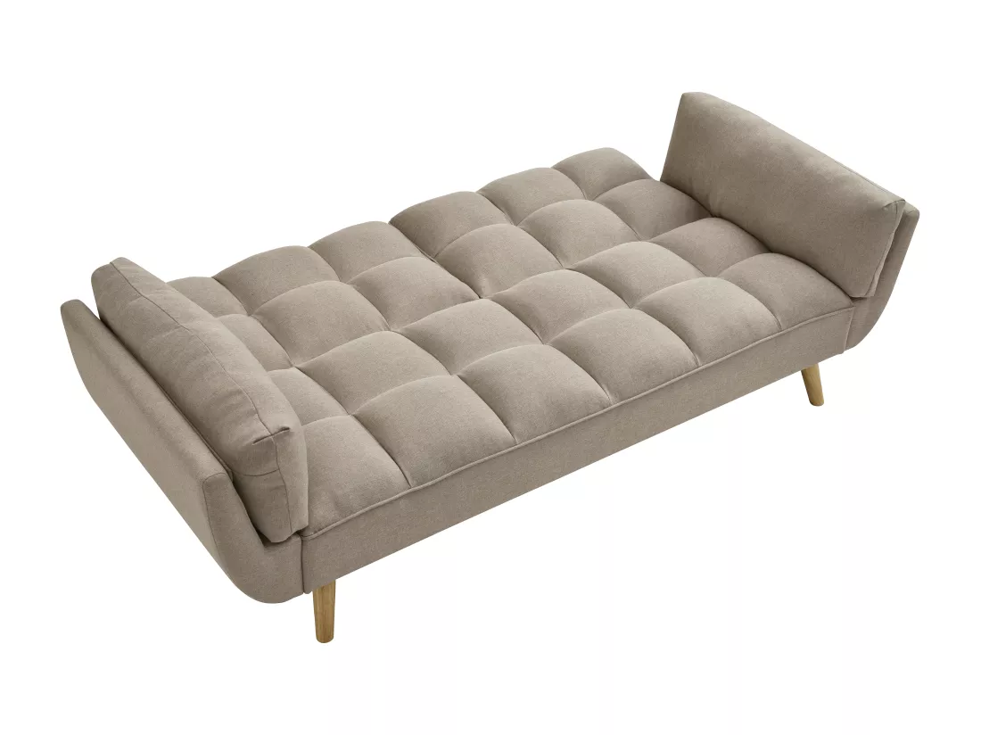 Canapé 3 places convertible clic-clac en tissu beige LOELINE