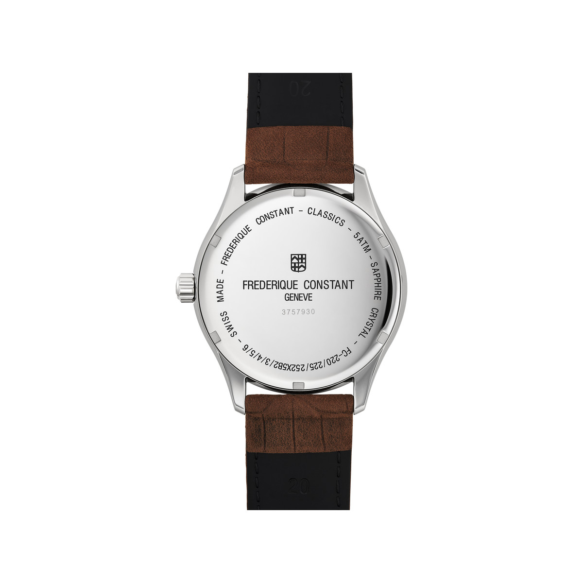 Montre Frédérique Constant homme acier bracelet cuir marron
