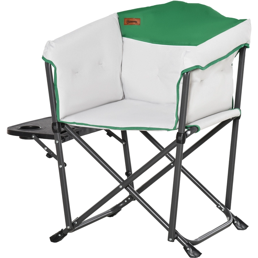 Outsunny Campingstuhl mit Getränkehalterung weiss, grün