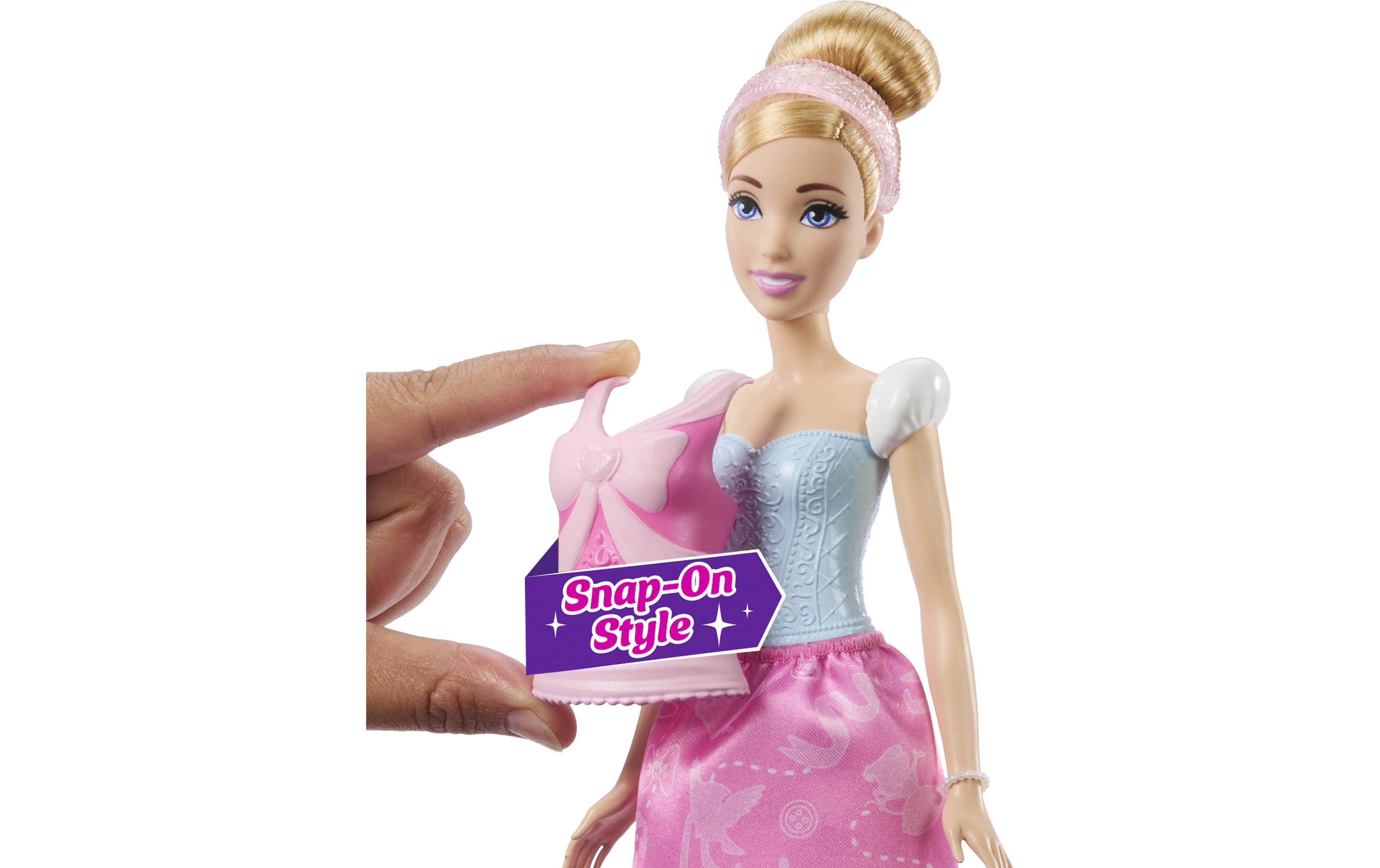 Spielset 2-in-1-Geschichten Cinderella-ModepuppePuppe mit 2 Oberteilen zum Anklipsen, 2 Röcken und 9 Accessoires