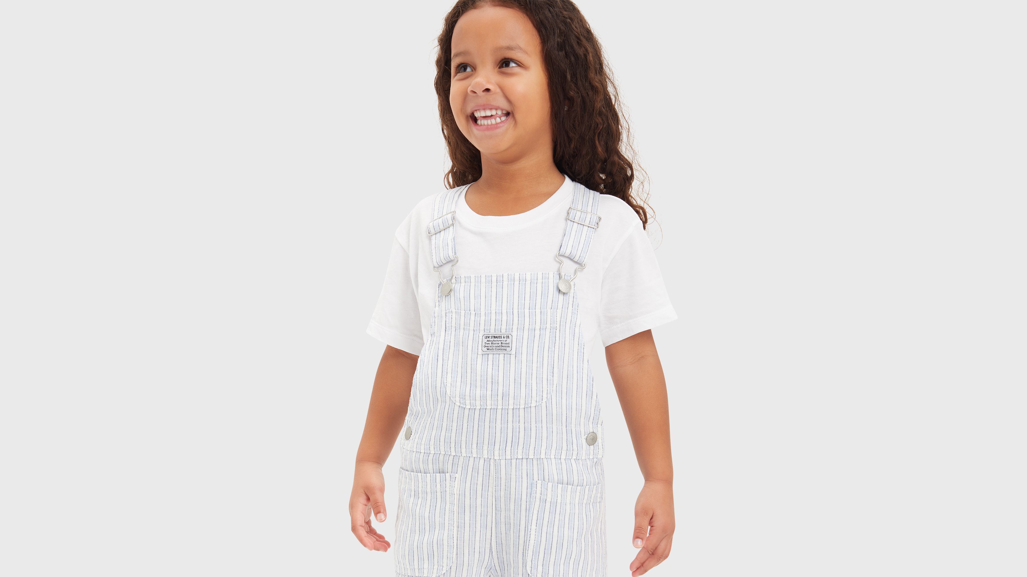 Enfant salopette short utilitaire à rayures - Sugar Swizzle - Blanc