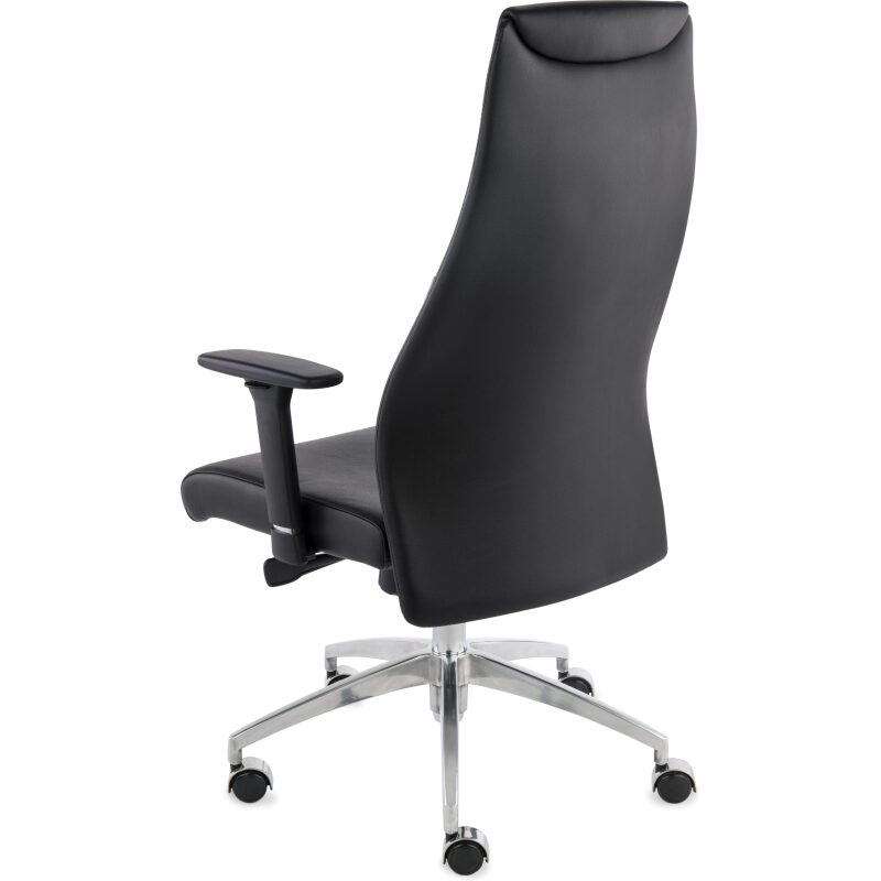 Fauteuil de bureau ergonomique MODO cuir naturel, accoudoirs 1D et pied aluminium
