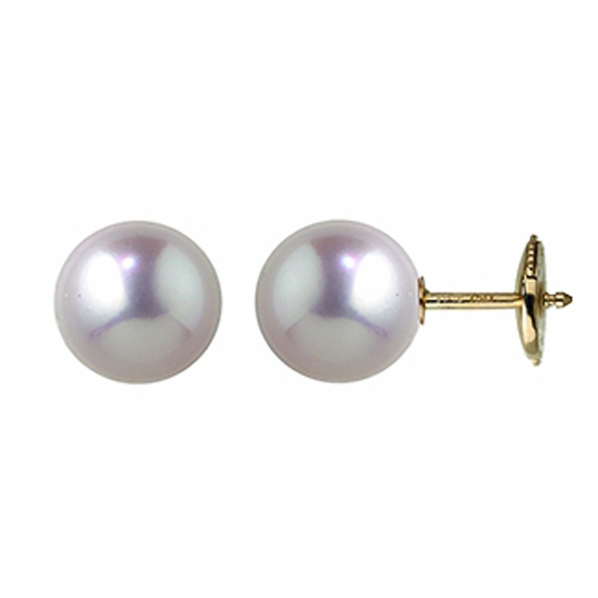 Boucles d'oreilles or perles akoya du Japon8.5/9 mm