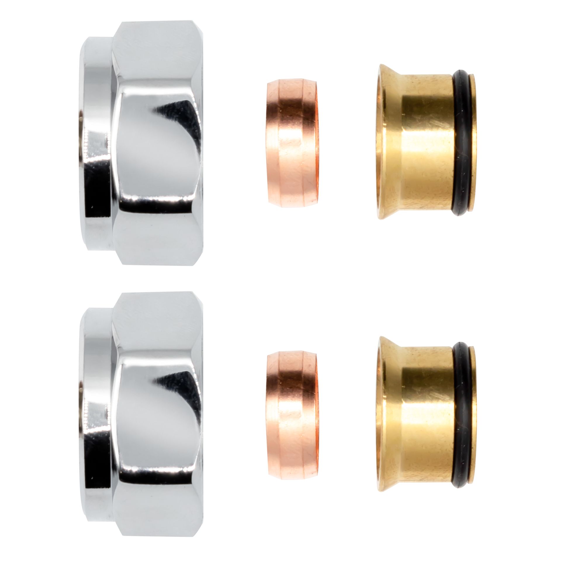 Sanigoods knelkoppelingen 15mm chroom - set van 2