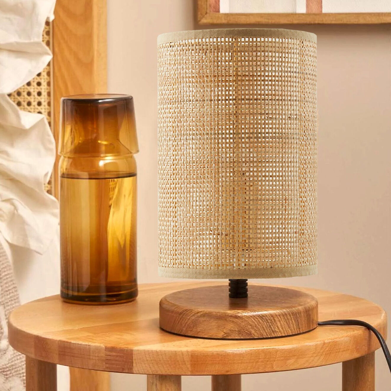 Opviq Lampe de table Ayd crème - D.15x24 cm